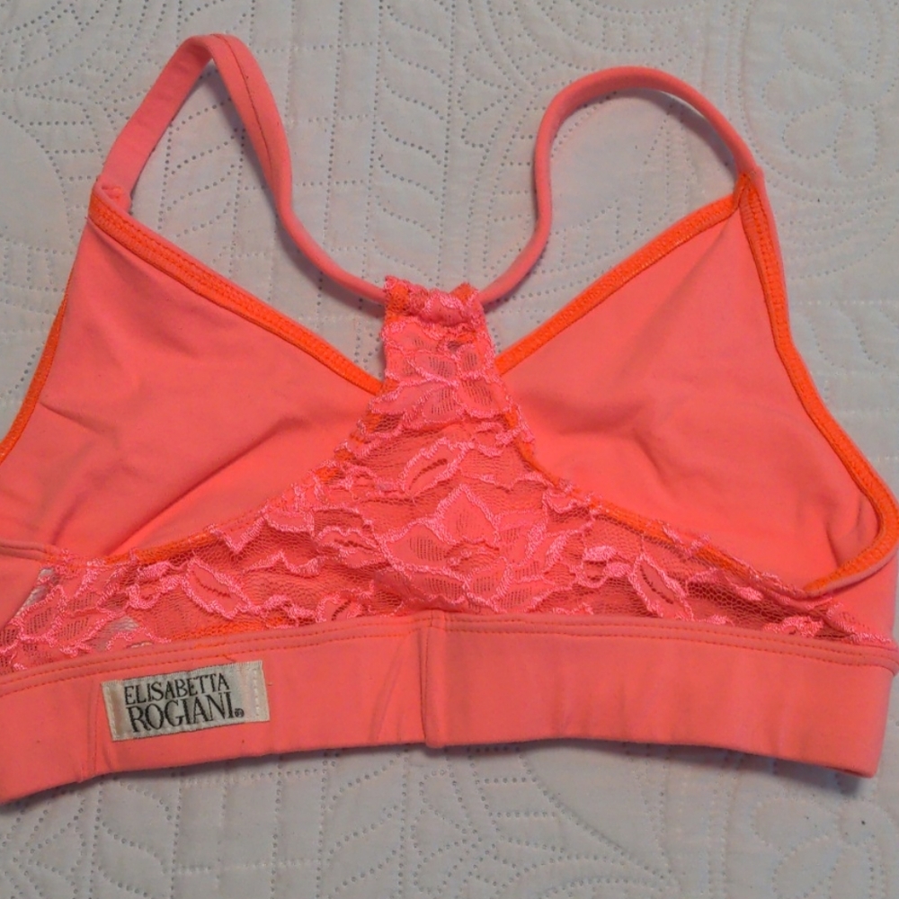 Coral sports bra with lace - yoga - Picture 3 of 3